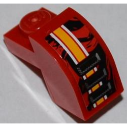 Slope, Curved 2 x 1 x 1 1/3 with Recessed Stud with Orange and White Lines and 3 Air Intakes Pattern Model Left Side (Sticker) - Set 9092 Slope, Curved 2 x 1 x 1 1/3 with Recessed Stud with Orange and White Lines and 3 Air Intakes Pattern Model Left Side (Sticker) - Set 9092