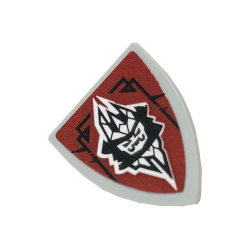 Minifigure, Shield Triangular Short with Emperor on Dark Red Background, Left Lines Up Pattern (Sticker) - Set 70678 Minifigure, Shield Triangular Short with Emperor on Dark Red Background, Left Lines Up Pattern (Sticker) - Set 70678