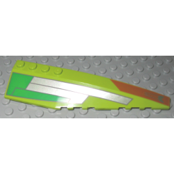 Wedge 12 x 3 Right with Silver, Green, and Dark Orange Pattern