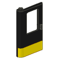 Door 1 x 4 x 5 Train Left, Thin Support at Bottom with Yellow Stripe Pattern Door 1 x 4 x 5 Train Left, Thin Support at Bottom with Yellow Stripe Pattern