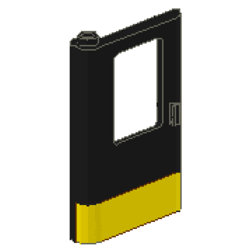 Деталь LEGO 4181p07 Door 1 x 4 x 5 Train Left, Thin Support at Bottom with Yellow Stripe Pattern