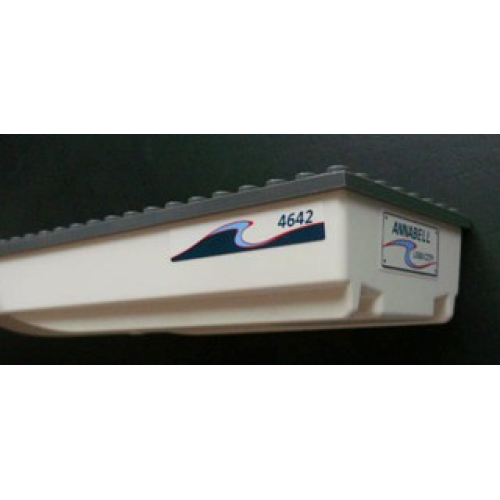 Деталь LEGO 92710c01pb01 Boat, Hull Unitary 28 x 8 with Dark Bluish Gray Top with 'ANNABELL' on Back and '4642' on Both Sides Pattern (Stickers) - Set 4642