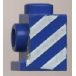 Brick, Modified 1 x 1 with Headlight with White Diagonal Stripes Pattern Left (Sticker) - Set 6653 Brick, Modified 1 x 1 with Headlight with White Diagonal Stripes Pattern Left (Sticker) - Set 6653