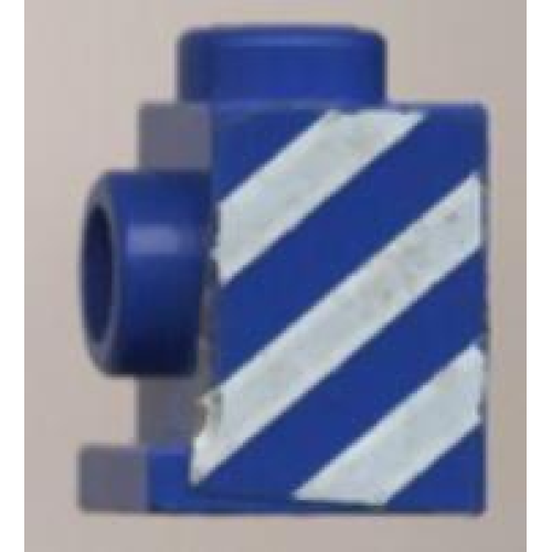 Деталь LEGO 4070pb02 Brick, Modified 1 x 1 with Headlight with White Diagonal Stripes Pattern Left (Sticker) - Set 6653