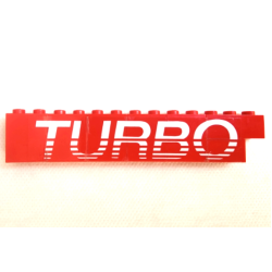 Stickered Assembly 13 x 1 x 2 with White 'TURBO' Pattern Model Left Side (Sticker) - Set 5540 - 1 Brick 1 x 2, 1 Brick 1 x 3, 5 Panel 1 x 2 x 2 - Solid Studs