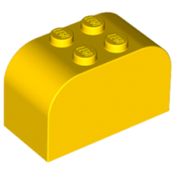 Slope, Curved 4 x 2 x 2 Double with 4 Studs - Yellow Slope, Curved 4 x 2 x 2 Double with 4 Studs - Yellow