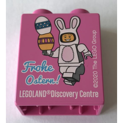 Duplo, Brick 1 x 2 x 2 with Frohe Ostern! 2020 LEGOLAND Discovery Centre Bunny Rabbit Costume Pattern