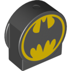 Duplo, Brick 1 x 2 x 2 Round Top, Cut Away Sides with Batman Logo Pattern Duplo, Brick 1 x 2 x 2 Round Top, Cut Away Sides with Batman Logo Pattern