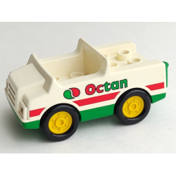 Duplo Car with 2 x 2 Studs and Green Base with Red Stripe and Octan Logo Pattern Duplo Car with 2 x 2 Studs and Green Base with Red Stripe and Octan Logo Pattern