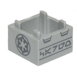 Container, Box 2 x 2 x 1 - Top Opening with Raised Inner Bottom with Dark Bluish Gray SW Imperial Logo and Aurebesh Characters 'CARGO' Pattern Container, Box 2 x 2 x 1 - Top Opening with Raised Inner Bottom with Dark Bluish Gray SW Imperial Logo and Aurebesh Characters 'CARGO' Pattern