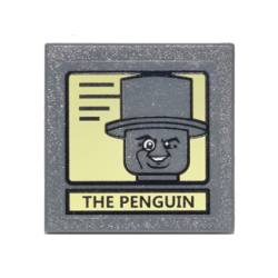 Road Sign 2 x 2 Square with Clip with Black Lines, 'THE PENGUIN', and Portrait on Bright Light Yellow Background Pattern (Sticker) - Set 10937