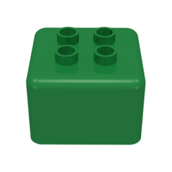 Primo Brick 1 x 1, Four Duplo Studs on Top - Green Primo Brick 1 x 1, Four Duplo Studs on Top - Green
