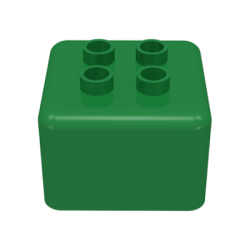 Деталь LEGO 31007 Primo Brick 1 x 1, Four Duplo Studs on Top - Green
