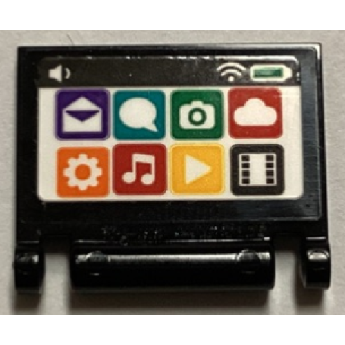 Деталь LEGO 24093pb071 Minifigure, Utensil Book Cover with Tablet Computer Screen with App Icons on White Background Pattern (Sticker) - Set 60380