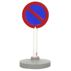 Road Sign with Post, Round with No Parking Blue Pattern, Type 2 Base Road Sign with Post, Round with No Parking Blue Pattern, Type 2 Base