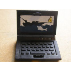 Minifigure, Utensil Computer Laptop with 'A', Boat and Shark Screen Pattern (Sticker) - Set 8635