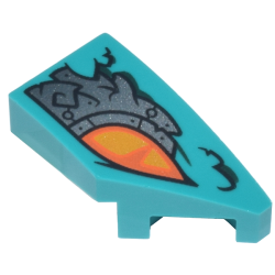 Wedge 2 x 1 x 2/3 Right with Orange and Bright Light Orange Eye and Silver Armor Plates Pattern