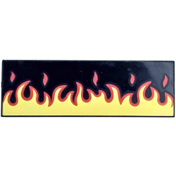 Tile 2 x 6 with Red and Yellow Flames Pattern