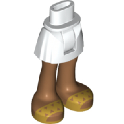 Деталь LEGO 92252c00pb029 Mini Doll Hips and Skirt, Medium Nougat Legs and Sandals with Gold Straps and Triangles Pattern - Thick Hinge