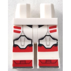 Hips and Legs with SW Clone Trooper Armor with Knee Pads, Red Stripes and Shoe Tips Pattern Hips and Legs with SW Clone Trooper Armor with Knee Pads, Red Stripes and Shoe Tips Pattern