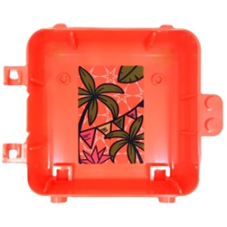 Container, Box 3 x 8 x 6 2/3 Half Back with Bunting, Flower, Lime Palm Tree Leaves and White Stars Background Pattern (Sticker) - Set 41662 Container, Box 3 x 8 x 6 2/3 Half Back with Bunting, Flower, Lime Palm Tree Leaves and White Stars Background Pattern (Sticker) - Set 41662