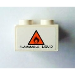 Brick 2 x 3 with Orange Danger Triangle and 'FLAMMABLE LIQUID' Pattern on End (Sticker) - Set 8154 Brick 2 x 3 with Orange Danger Triangle and 'FLAMMABLE LIQUID' Pattern on End (Sticker) - Set 8154