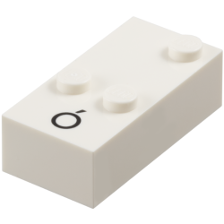 Brick, Braille 2 x 4 with 3 Studs with Black Capital Letter O with Acute (Ó) Pattern (dots-346 ⠬) (Spanish)