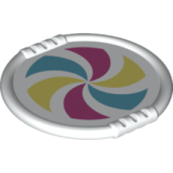 Duplo Utensil Disk with Magenta, Bright Light Yellow, and Medium Azure Pinwheel Pattern