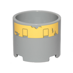 Brick, Round 3 x 3 x 2 with Recessed Center and Axle Hole with Yellow Stripe and Peeling Paint Pattern (Sticker) - Set 75301