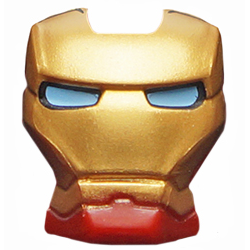 Minifigure, Visor Top Hinge with Gold Face Shield and Bright Light Blue Eyes Pattern