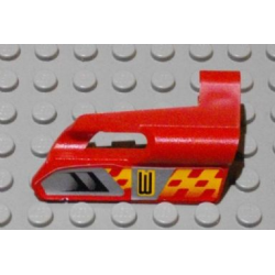 Technic, Panel Fairing #25 Small Short, Small Hole, Side A with Number 3, Air Vents and Orange Checkered Racing Pattern (Sticker) - Set 8650