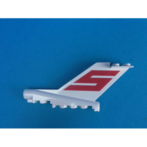 Деталь LEGO bb0096pb03 Tail Vintage with Large Red Letter S (Sterling Logo) Pattern on Both Sides