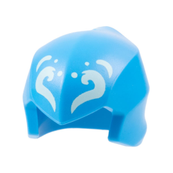 Minifigure, Headgear Ninjago Wrap / Hood Smooth with Light Aqua Dots and Swirls Pattern