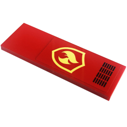 Tile 2 x 6 with Bright Light Yellow and Red Fire Logo Badge and Black Grille Pattern (Sticker) - Set 60282