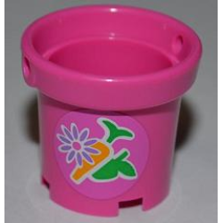 Container, Bucket 2 x 2 x 2 with Handle Holes with Flower, Carrot, and Apple Pattern (Sticker) - Set 3189