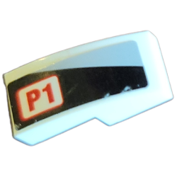 Slope, Curved 2 x 1 x 2/3 with Light Bluish Gray Triangle and Red 'P1' on Black Background Pattern Model Right Side (Sticker) - Set 75872 Slope, Curved 2 x 1 x 2/3 with Light Bluish Gray Triangle and Red 'P1' on Black Background Pattern Model Right Side (Sticker) - Set 75872