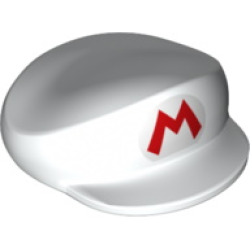 Large Figure Headgear, Super Mario Cap with Super Mario Logo Red Capital Letter M Pattern (Fire Mario)