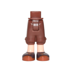 Mini Doll Hips and Trousers Cropped with Light Nougat Legs and Dark Brown Shoes with Dark Orange Soles and Laces Pattern - Thick Hinge