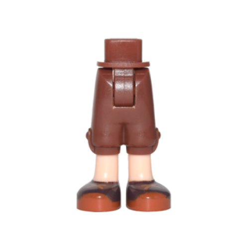 Деталь LEGO 92251c00pb07 Mini Doll Hips and Trousers Cropped with Light Nougat Legs and Dark Brown Shoes with Dark Orange Soles and Laces Pattern - Thick Hinge