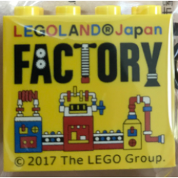 Brick 2 x 4 x 3 with LEGOLAND Japan, Black 'FACTORY', and Blue, Red, and White Machine Pattern Brick 2 x 4 x 3 with LEGOLAND Japan, Black 'FACTORY', and Blue, Red, and White Machine Pattern