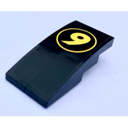 Stickered Assembly 4 x 2 x 1 with Yellow Number 9 in Circle Pattern (Sticker) - Sets 8159 / 8160 - 2 Slope Curved 4 x 1