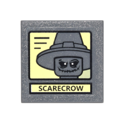 Road Sign 2 x 2 Square with Clip with Black Lines, 'SCARECROW', and Portrait on Bright Light Yellow Background Pattern (Sticker) - Set 10937