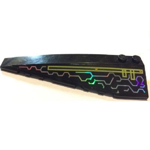 Деталь LEGO 50955pb024 Wedge 10 x 3 Left with Iridescent Mirrored Circuit Pattern (Sticker) - Set 7645