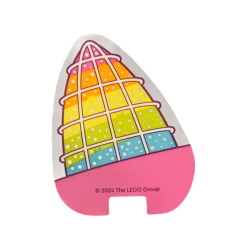 Plastic Part for Set 10797 - Dark Pink, Orange, Yellow, Lime and Medium Azure Cat Ear with Dark Purple Outline, White Mesh and Dots Pattern
