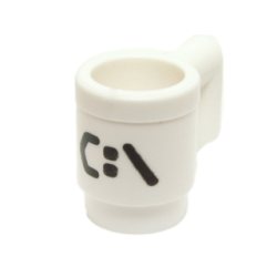 Minifigure, Utensil Cup with Black 'C:\' Pattern