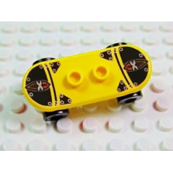 Minifigure, Utensil Skateboard Deck with Island Xtreme Stunts Logo, Black Grip Tape, and Rivets Pattern (Sticker) with Black Wheels (42511pb22 / 2496) - Set 6738