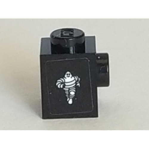 Деталь LEGO 87087pb01R Brick, Modified 1 x 1 with Stud on Side with Michelin Man Logo Pattern Model Right Side (Sticker) - Set 75887