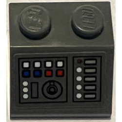 Slope 45 2 x 2 with Control Panel with Round Knob, White, Red, and Blue Buttons, and Light Bluish Gray Displays Pattern (Sticker) - Set 75315 Slope 45 2 x 2 with Control Panel with Round Knob, White, Red, and Blue Buttons, and Light Bluish Gray Displays Pattern (Sticker) - Set 75315