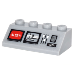 Slope 45 2 x 4 with Red Screen with White 'ALERT', Screen with Room, Switches, Buttons and Speaker Pattern (Sticker) - Set 10937 Slope 45 2 x 4 with Red Screen with White 'ALERT', Screen with Room, Switches, Buttons and Speaker Pattern (Sticker) - Set 10937