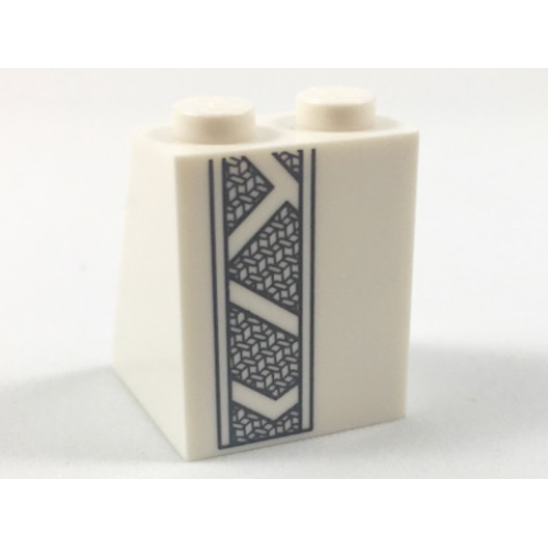 Деталь LEGO 3678bpb107 Slope 65 2 x 2 x 2 with Bottom Tube with Minifigure Dress / Skirt / Robe, Dark Bluish Gray Mesh Stripe Pattern